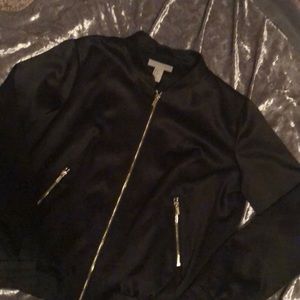 Black satin bomber jacket